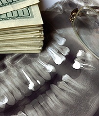 Money on a dental x-ray